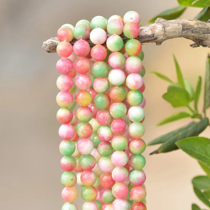 

Joanlyn Grade A Natural 3 Color Pink Green White Jade Beads 6mm 8mm 10mm 12mm Smooth Polished Round 15 Inch Strand JA18