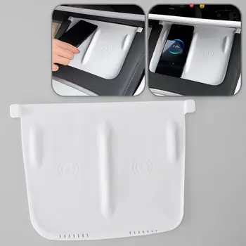 מרכז רכב מסוף טעינה אלחוטית טעינה סיליקון משטח משטח מתאים עבור tesla מודל y 3 2021-2024 לבן