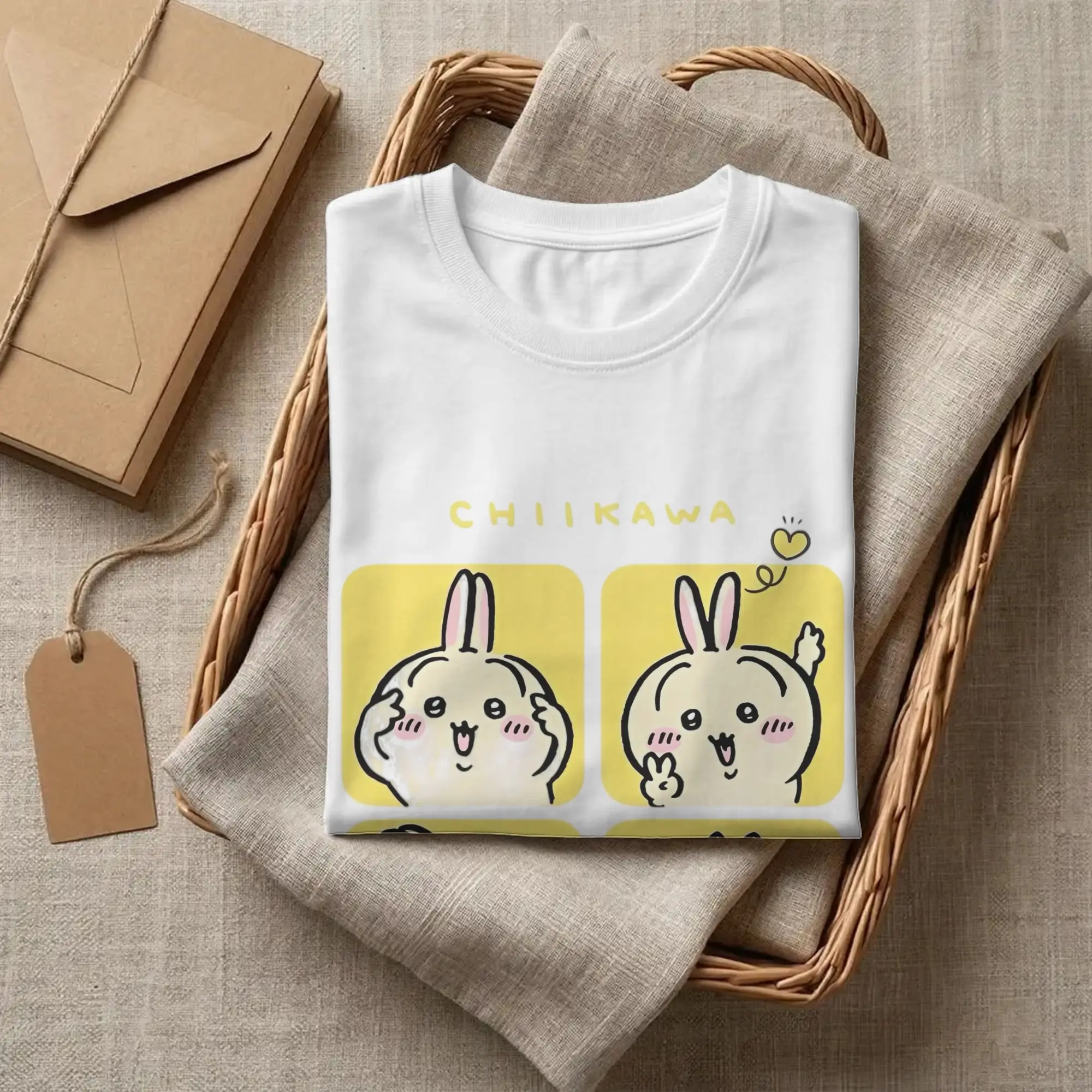 Chiikawas Sweet Little Moments T-Shirt für Herren und Damen, reine Baumwolle, cooles T-Shirt mit O-Ausschnitt, Usagi-T-Shirts, kurzärmelige Kleidung, Geschenk – Detail 1