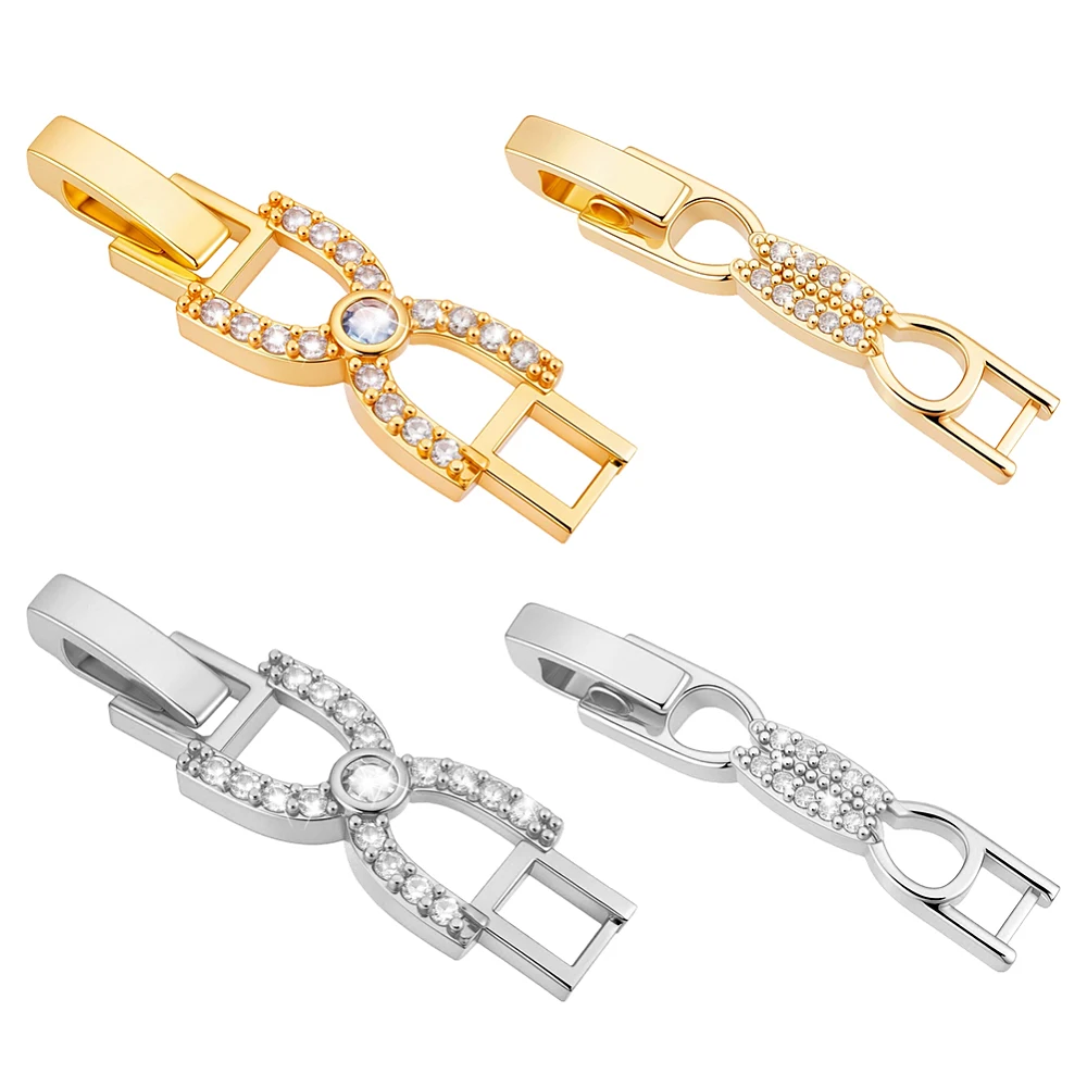 8pcs Necklace Extender Brass Bracelet Extender Cubic Zirconia Watch Band Clasps Fold Over Extension Jewelry Clasp Bracelets