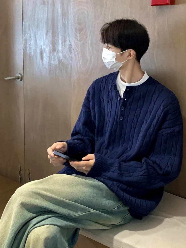 

Cleanfit Men's Overhead Knitted Sweater Jaet Heavy Weave Korean Sle Winter Casual Loose Fit Long Sve Color