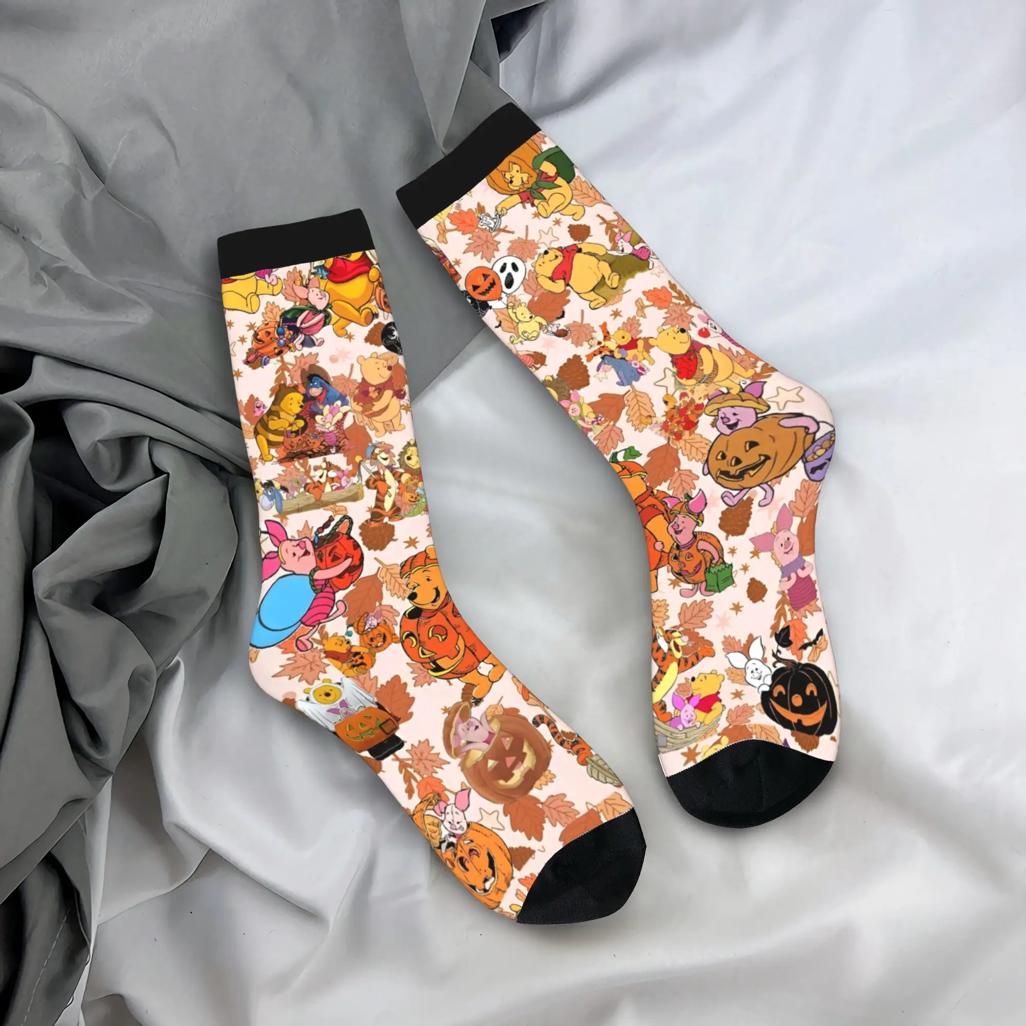 

Men Socks Winnie The Pooh Group Kawaii Cartoon Stockings Winter Modern Warm Soft Socks Design Running Anti-Slip Socks