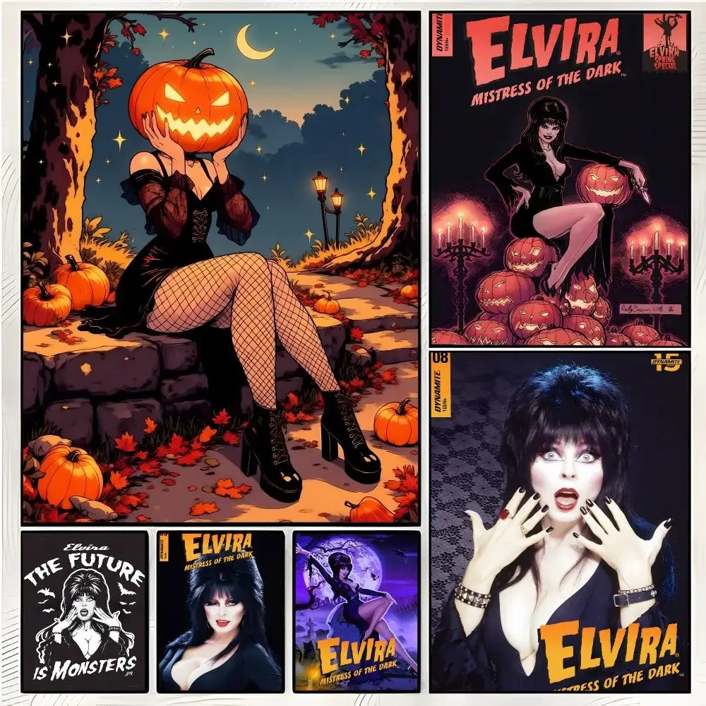 Character Camp Horror Elvira Mistress Of The Dark Painting Calligraphy Canvas Wall Art Mural Living Room Canvas Decor Gifts