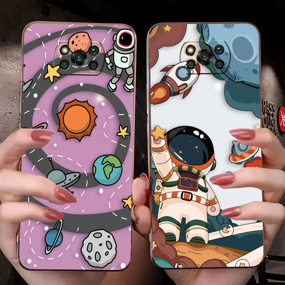 

Astronauts Space Stars Planets Cover Smooth E-TPU Phone Case Xiaomi POCO F2 F3 F4 F5 M2 M3 M4 M5 X2 X3 X4 X5 GT NFC C40 PRO Case