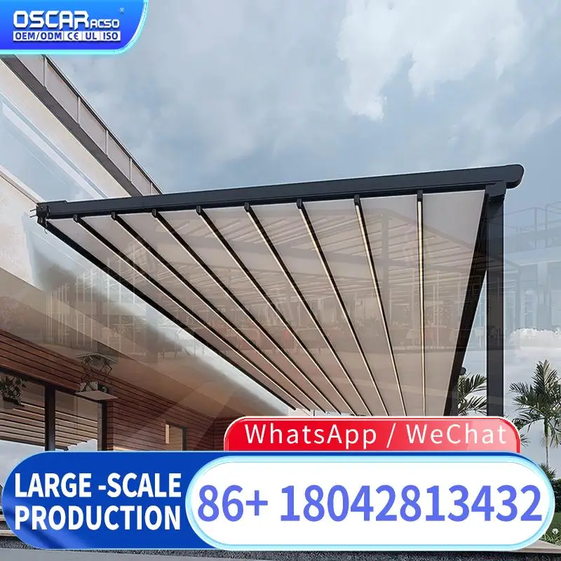 Opening Louvered Aluminum PVC Swimming Pool Pergola LED Strips Waterproof Powder Coated 3x4 Carport Structure Retractable Canopy