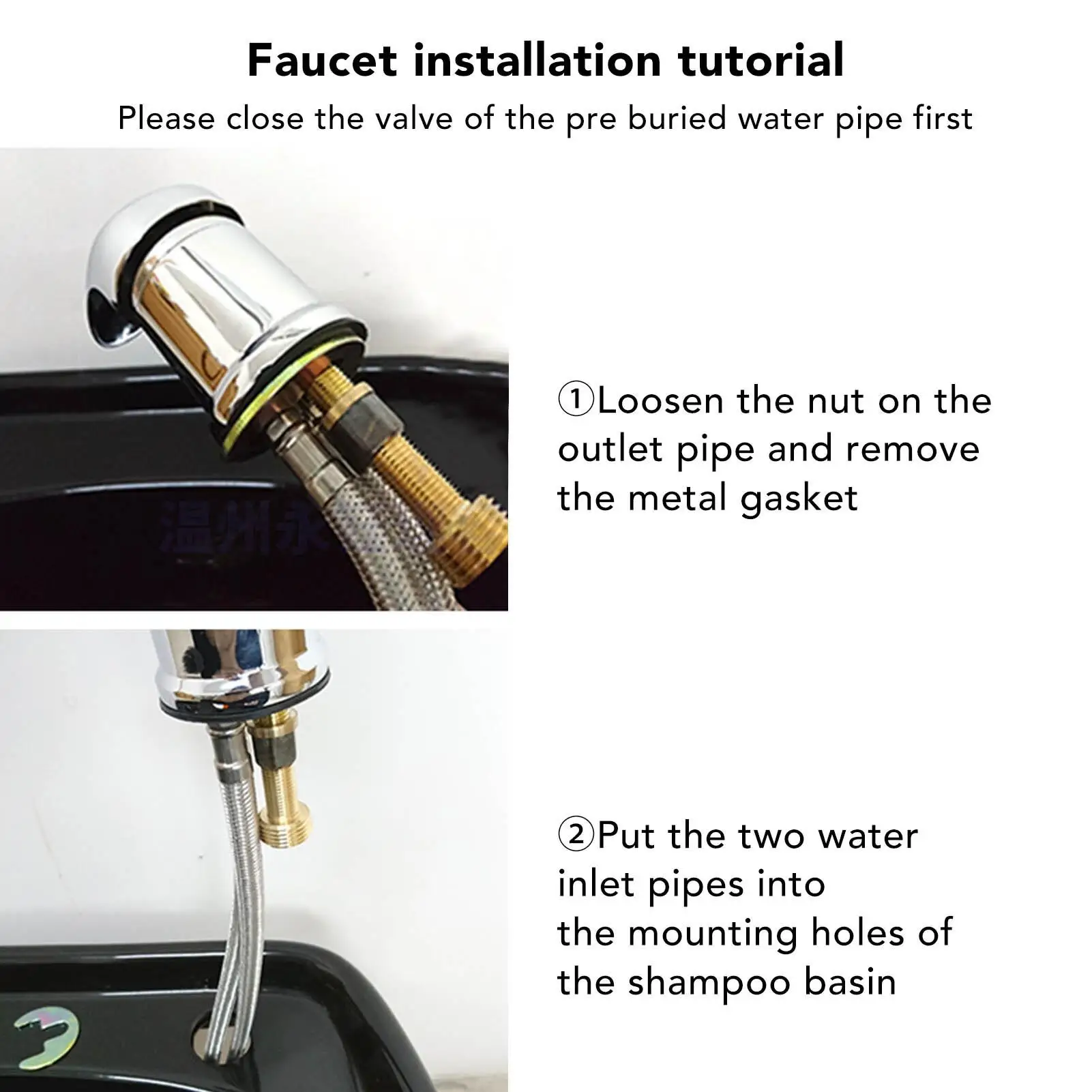 Professional for shampoo Basin Faucet with Mixing Valve & Hose for Salon Hair Washing Station