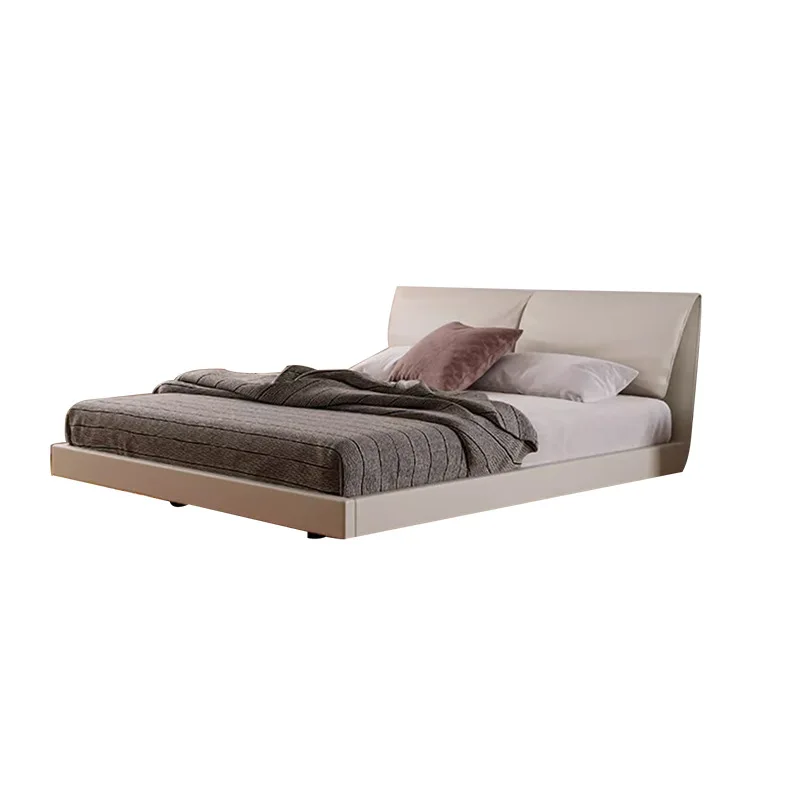 

Baby elephant ear suspension bed Italian minimalist leather master bedroom modern light luxury high-end soft bag edge bed