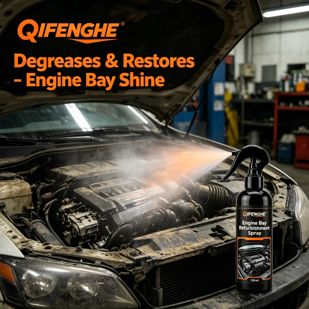 QIFENGHE Spray Renovador para el Compartimento del Motor de 150 ml, Desengrasante y Protector para el Compartimento del Motor del Automóvil, Restaura el Brillo