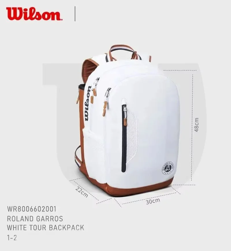 Wilson Roland Raros Bolsa de tenis de arcilla Tour conmemorativo abierto francés Mochila para raquetas de tenis Max para 2 raquetas con compartimento