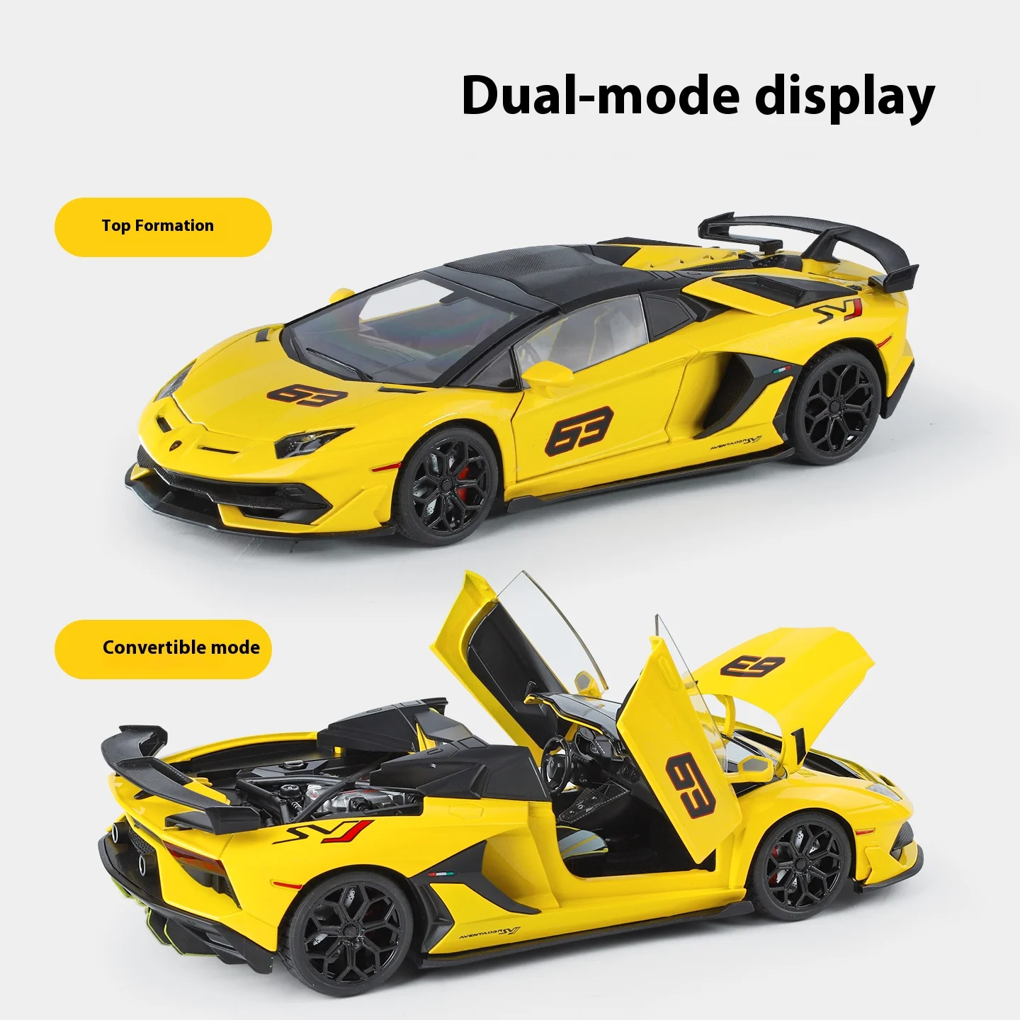 Large 1/18 Aventador SVJ Supercar Model Simulation Interior Details Adult Collection Ornaments Boy Gift Halloween Toys
