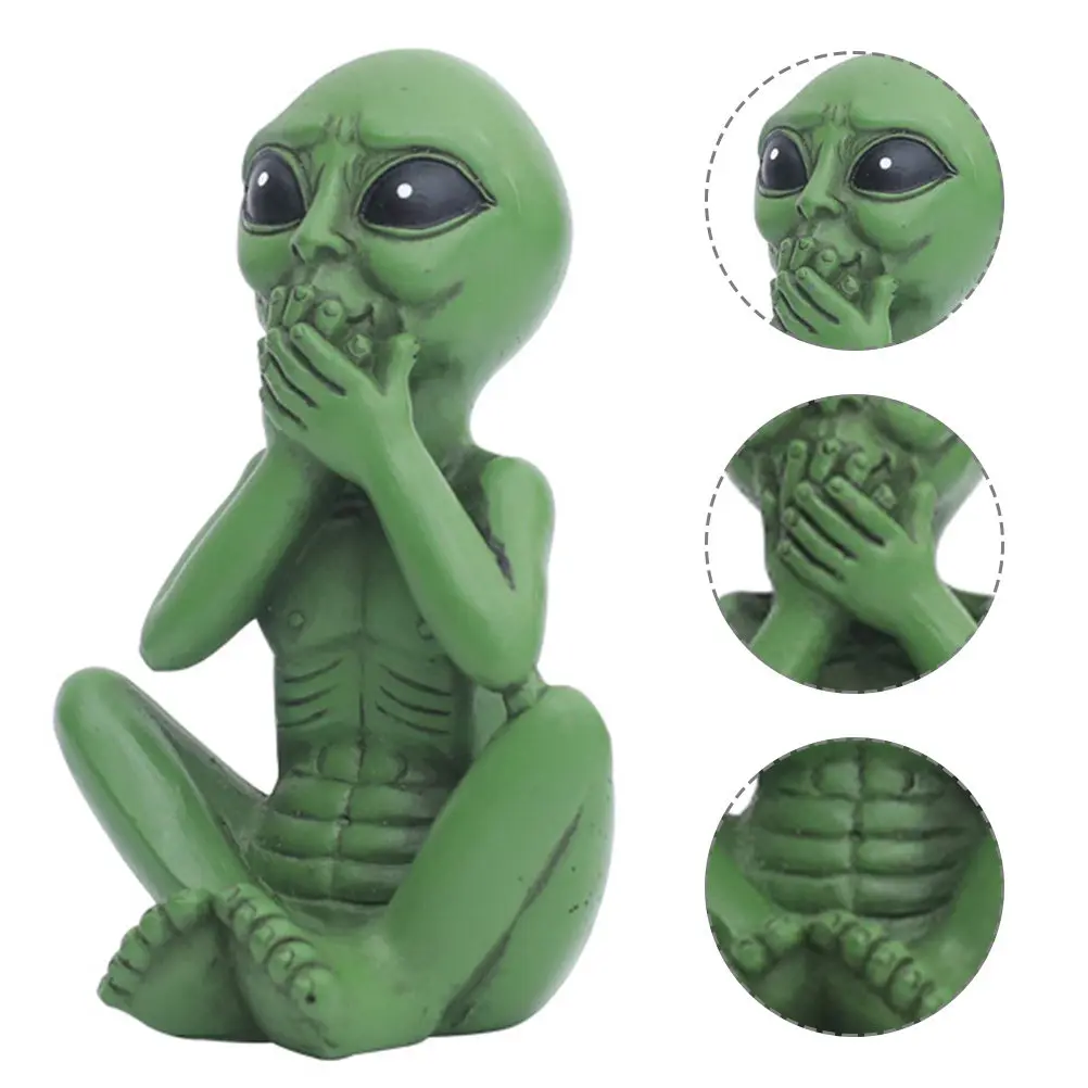 Alien Resin Statue Creative Funny Shape Hand-Painted Resin Ornament for Garden Patio Desktop Decoration Statue