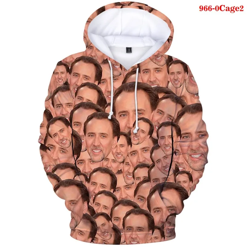 

2023 NEW Funny Nicolas Cage 3d Print Hoodies Unisex Men Casual Sweatshirt Women New Fashion Streetwear Nicolas Cage Tops Coats