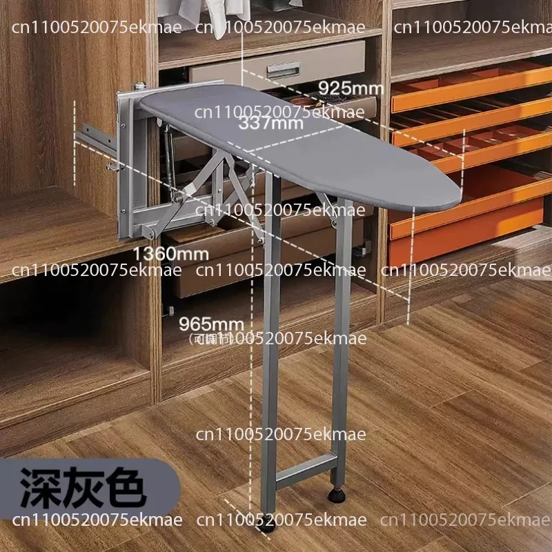 Foldable Steel Frame Wall Ironing Board 180° Rotating Heat-Reflective Layer for Closet Laundry Room Organization