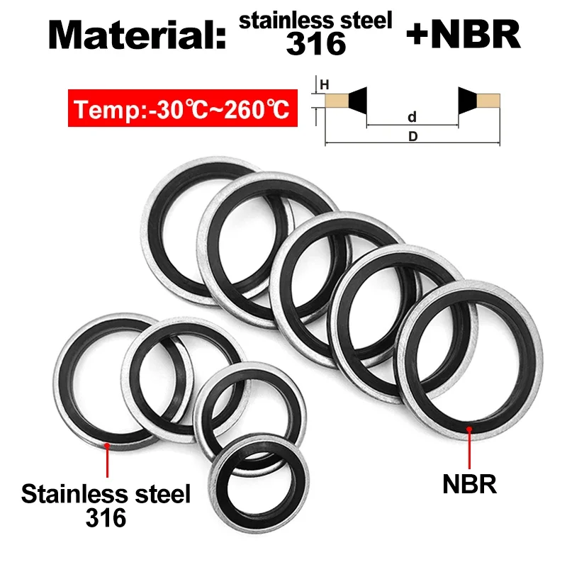 O-Ring NBR Rubber Metal Seal ID5~ID60 High Temperature Oil Drain Plug Gasket Wear Resistant Combination Fasteners o-ring