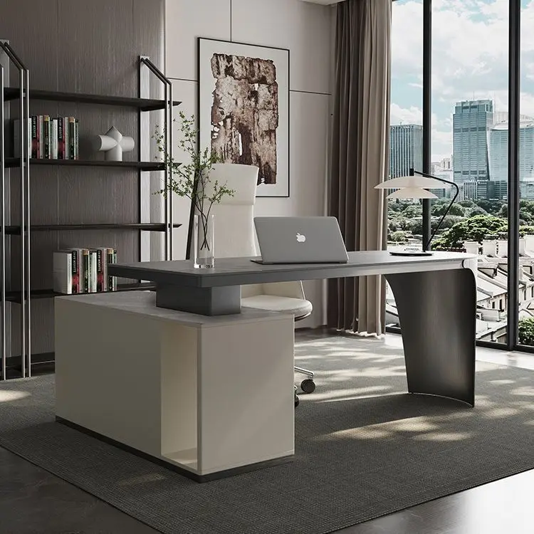 

Light luxury stone table, modern minimalist desktop computer desk and chair combination, office and home writing