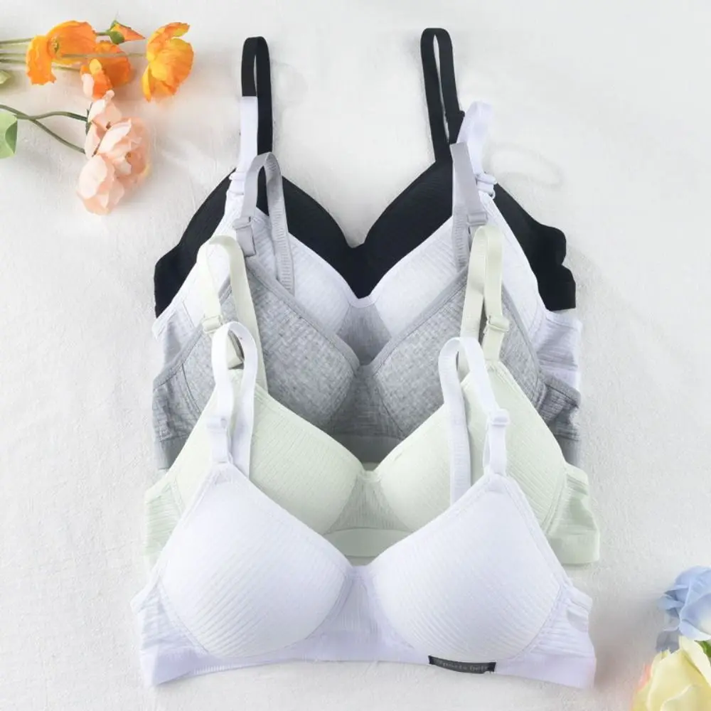 

New Breathable Thin Bra Solid Color Without Steel Ring Cotton Bra Comfortable to Wear Seamless Push Up Underwear