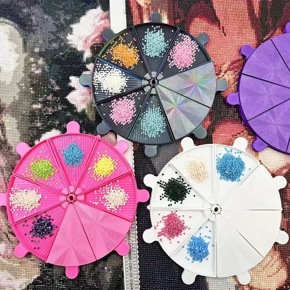 

Diamond Painting Tools Art Tray, 8 Tray with Covers & Stoppers plus a Base a Small Wax Box, Octagonal Spiral Bottom Plate