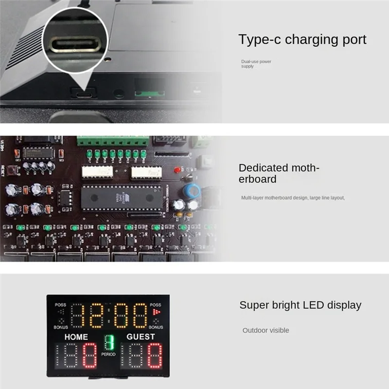 لوحة نتائج كرة السلة الإلكترونية، لوحة نتائج رقمية محمولة مع جهاز تحكم عن بعد للرياضات المتعددة في الأماكن المغلقة والخارجية-B60B