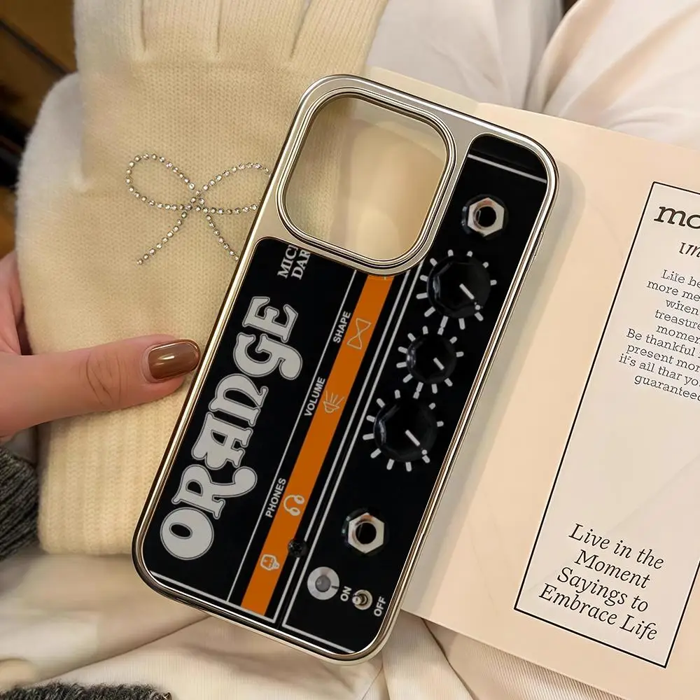 

Orange Guitar Amp Phone Case For iPhone 16 15 14 13 12 11 Pro Max Plus HD Magsafe Metal Frame Carbon Fiber Hard Shell