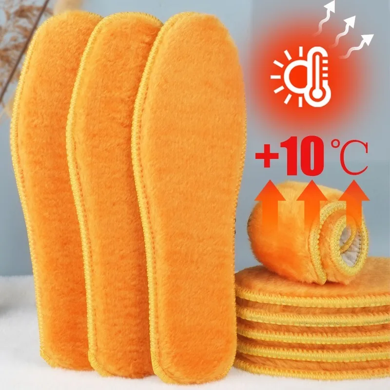 

Thicken Thermal Insoles Winter Warm Heated Soft Plush Insole for Shoes Women Men Gold Velvet Shoe Pads Breathable Sports Insoles