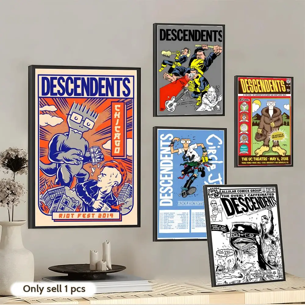 D-Descendents Album Painting Calligraphy Cotton Canvas Wall Art Poster - Aesthetic Painting for Living Room Bedroom Home Decor