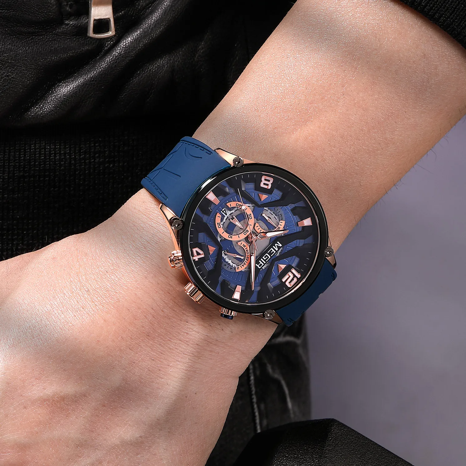 MEGIR Chronograph Men Watch Luxury Military Watches Silicone Luminous Waterproof Date Man Wristwatch Sport Reloj Hombre 2222
