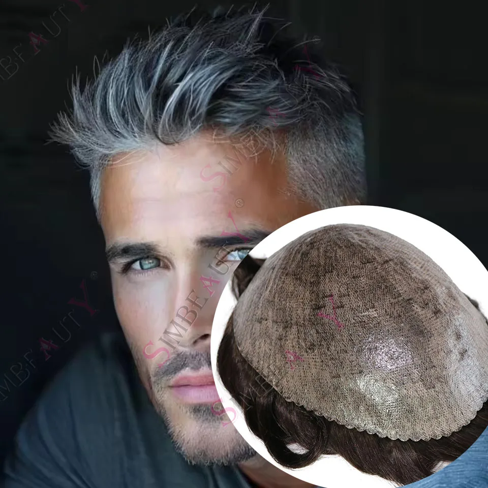 

Undetectable Men's Toupee 1B80 1B40 Gray Man Prosthesis Super Natural Hairline Blond Brown Microskin Thin HD Poly Human Hair Wig