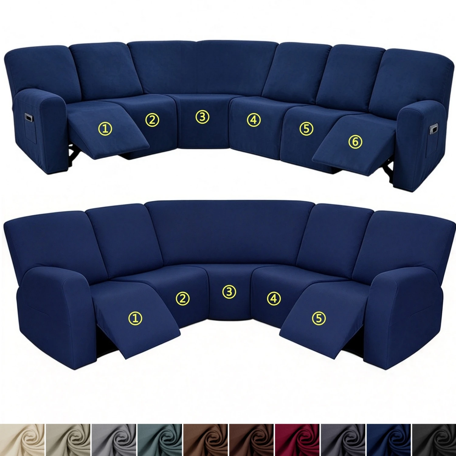 Milk Silk Sectional Sofa Couch Recliner Covers L Shape 5-Seater/6-Seater Recliner Sofa Cover Slipcover Furniture Protector