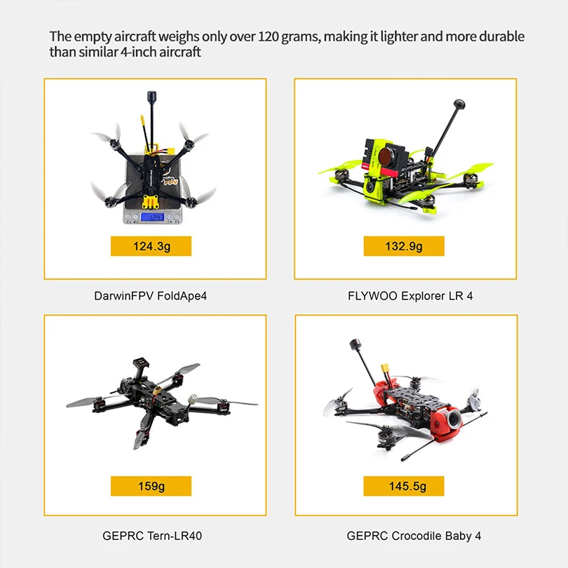 DarwinFPV RTF FPV Kit FoldApe4 Foldable FPV Drone 4 Inch F411 15A ELRS AIO 1504 3800KV Brushless Motor Folding Long Range