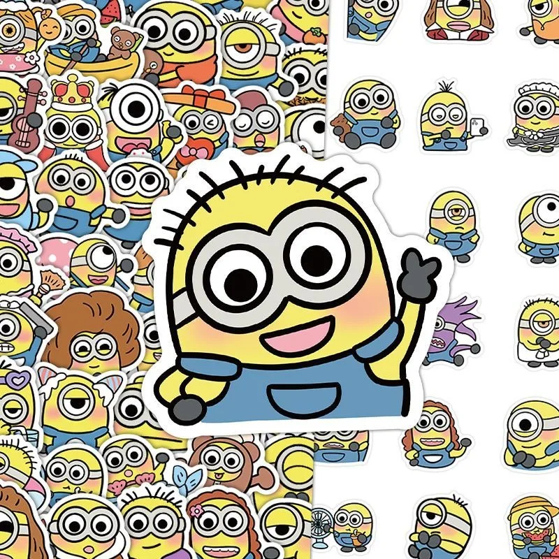 

102pcs Minions Cartoon Cute Stickers Ins Style High Color Value Creative Fun Expression Mobile Phone Shell Decorative Stickers