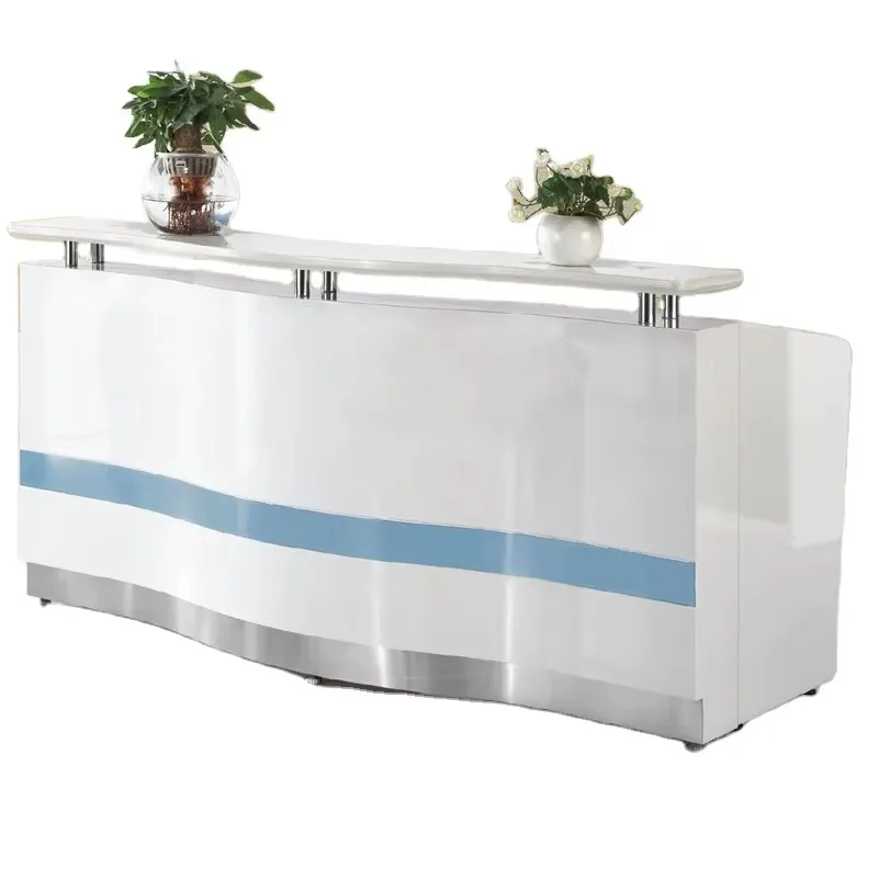 Modern White Salon and Hospital Barber Shop Front Canter 2020 the Hot Sale Glossy Baking Paint Office Furniture Reception Desk