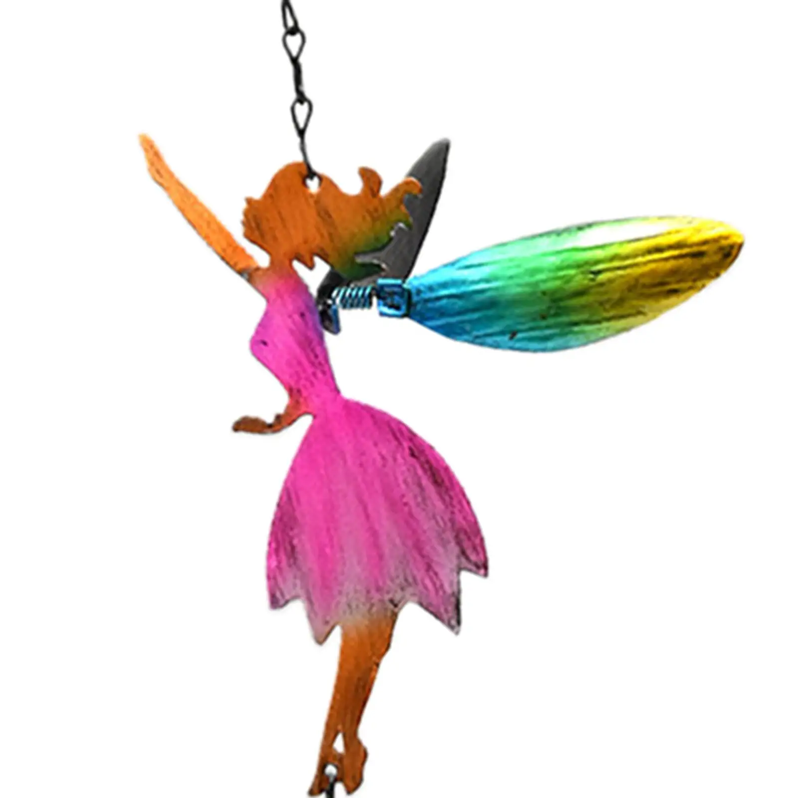 Crystal Angel Wind Chime Iron Wind Bell Rainbow Suncatcher Hanging Decoration for Window Wall