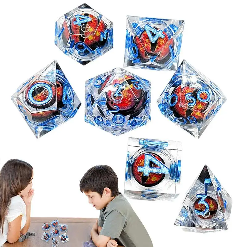 

Набор кубиков с жидким сердечником, 7 шт., набор кубиков с жидким сердечником «Драконский глаз», износостойкие игровые кости, аксессуары для математических игр, ролевые игры