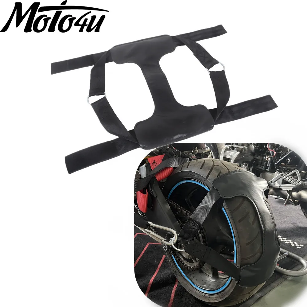 Rear Wheel Tire Chains Harness Belt Tie Down Strap for Motorcycle Trailer Transport