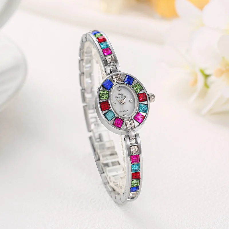 2024 New Rainbow Rhinestone Watch Women Fashion Luxury Gift Quartz Wristwatch Ladies Bracelet Watches Dropshipping Reloj Mujer