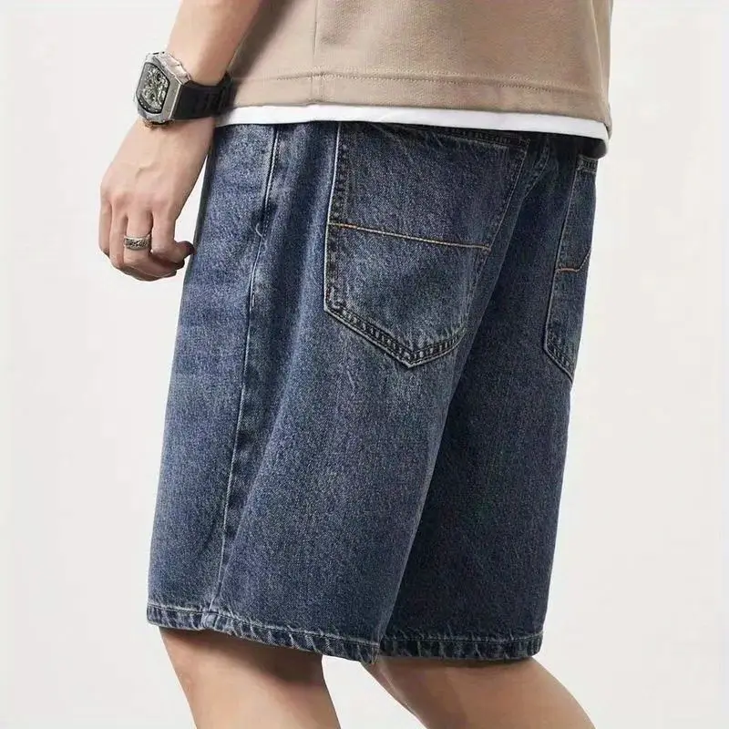 Cowboy Shorts Men 2024 Summer Loose Pocket Straight Cylinder Trend Casual Middle Pants Washing Nostalgia Versatile Quarter Pants