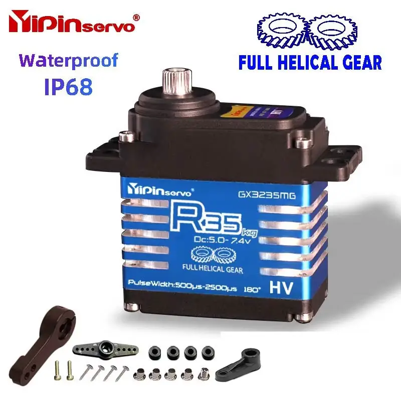 Image of Wasserdichter IP68 Servo 35 40 55 60 70KG Vollstahl-Schneckengetriebe Digitale Servos für RC-Zubehör 1/8 1/10 Ferngesteuertes Spielzeugauto