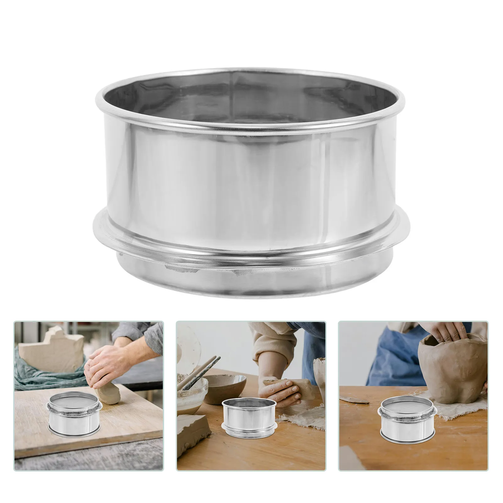 Stainless Steel Round Fine Mesh Sieve Ceramic Glaze Paint Strainer Pottery Slurry Pigment Filter Cooking Tool