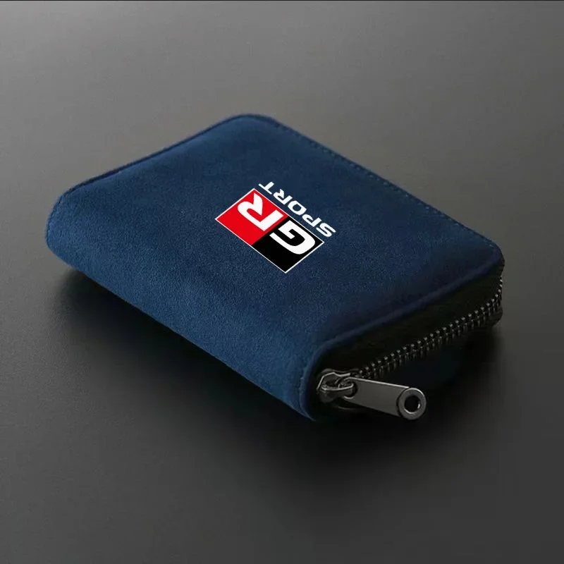 Car Suede Leather Portable Storage Box Driver\'s License ID Card Storage Bag for Toyota GR GAZOO RACING Car Accessories