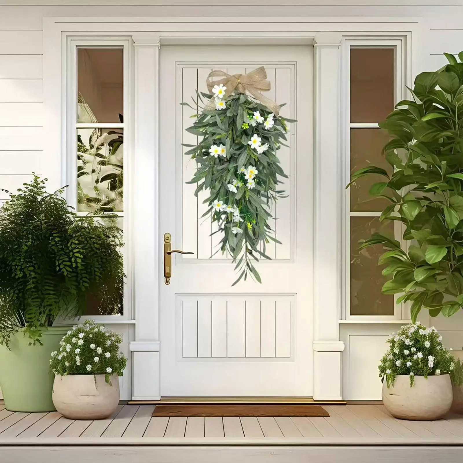 

Весенне-летний венок-гирлянда с искусственными цветами для декора фермерского дома, полок, входной двери, для использования в помещении/на улице