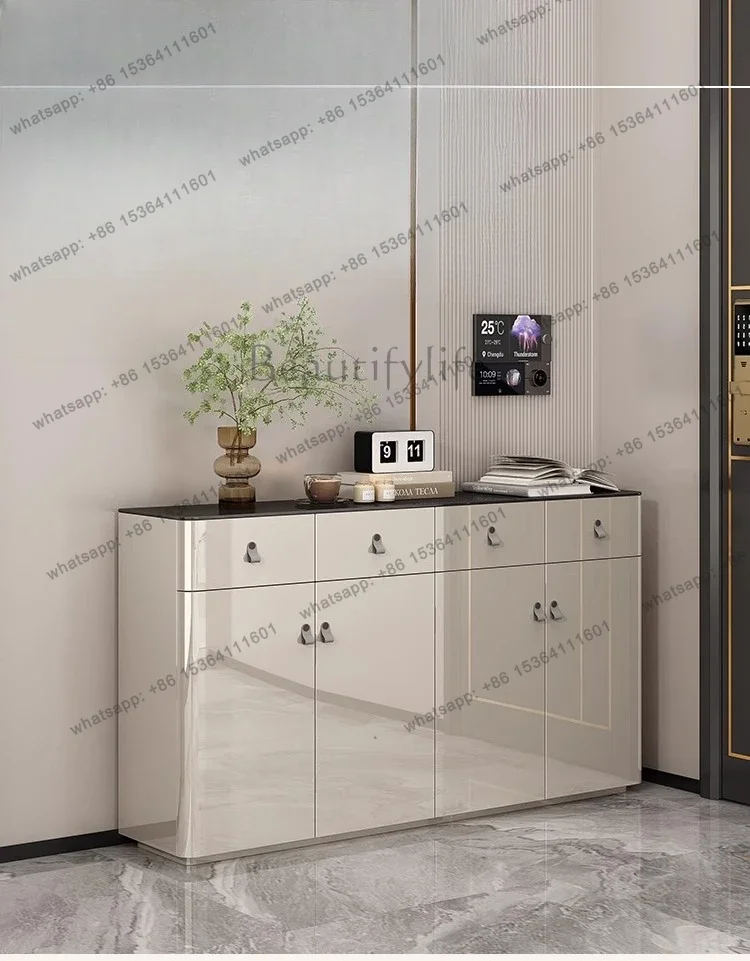 D25Light luxury and simple household door large-capacity solid wood shoe cabinet entrance cabinet