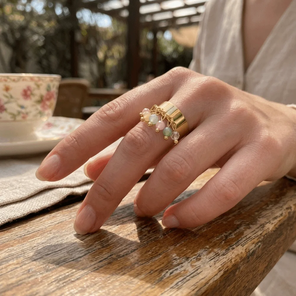 Gold Tone Charm Open Ring Non Fading Adjustable Band Adjustable Ring Lightweight Long Lasting Finish Fashion Ring Holiday