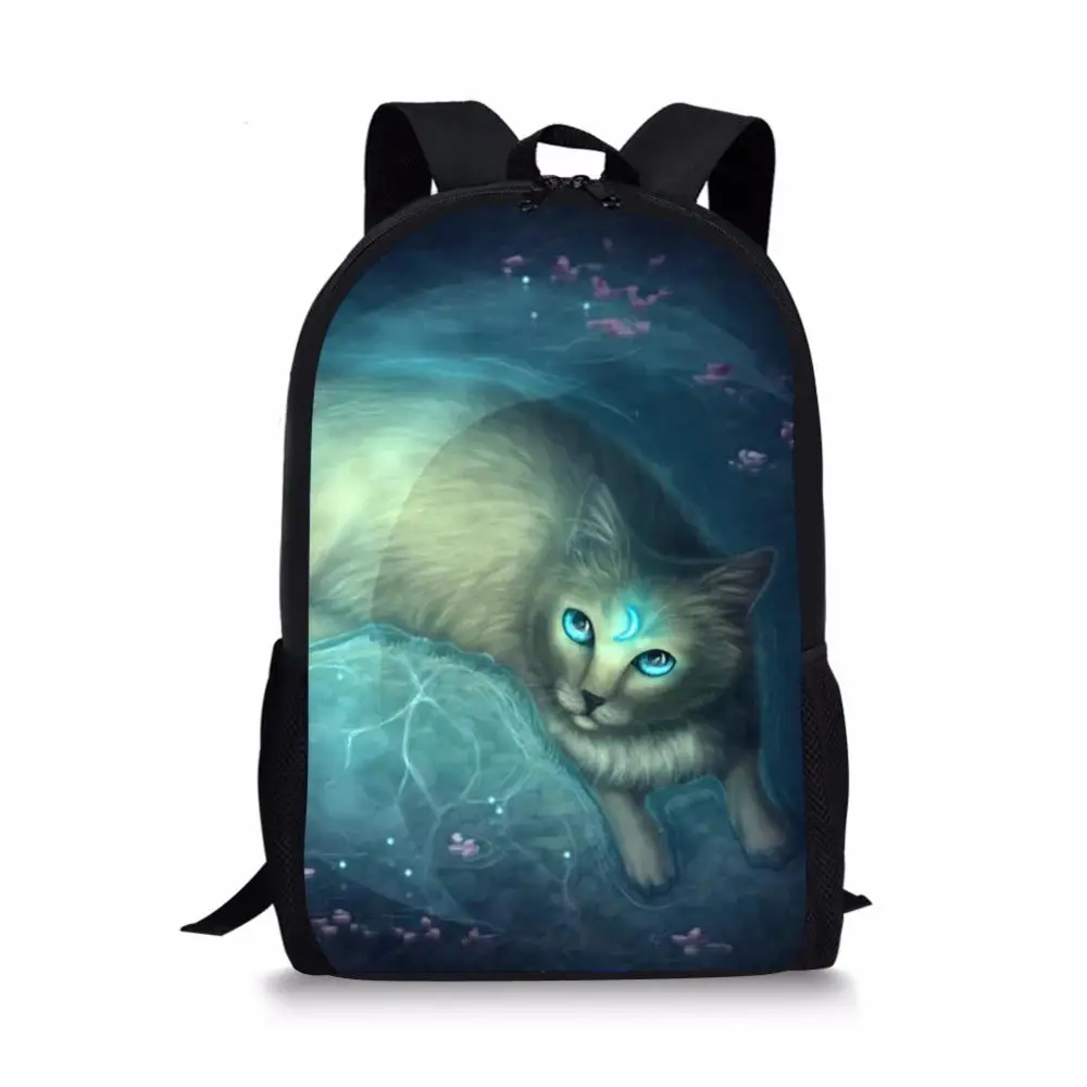 Mochila escolar con estampado 3D de gato para niños y niñas, morral escolar para adolescentes, bolsa de libros de viaje