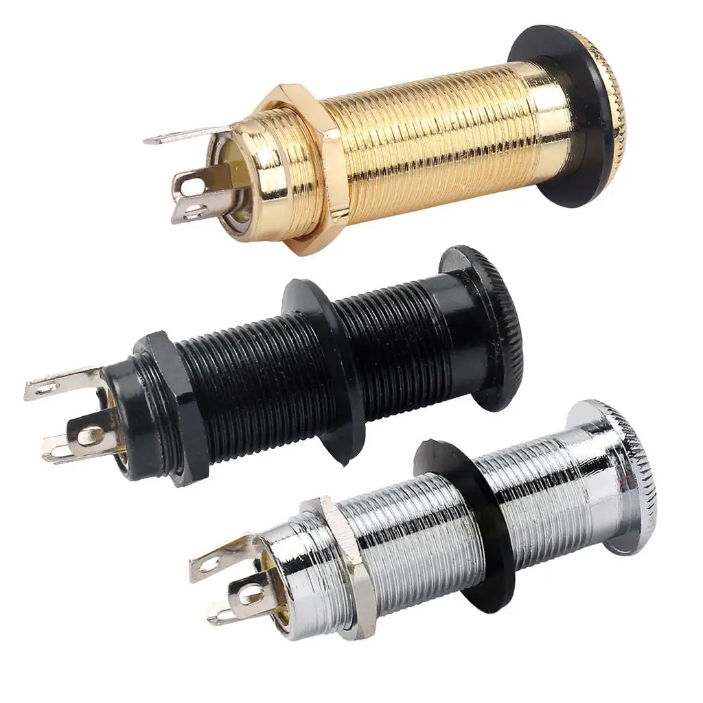 6.35mm Mono Guitar Endpin Jack Copper Output Input Socket Threaded Cylinder for Guitar Bass Accessories