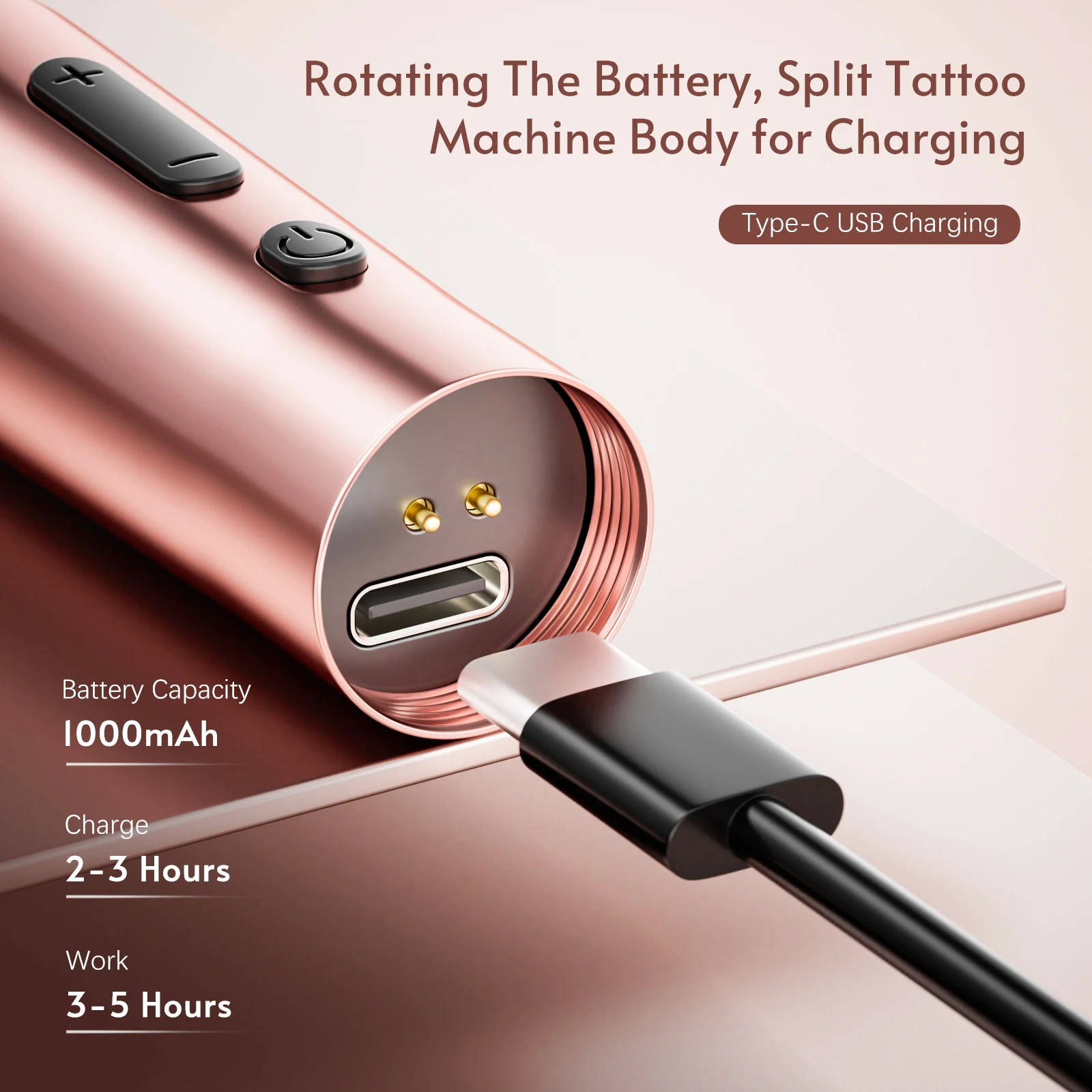 Wireless Tattoo Pen Machine  with 2 battery Rotary Tattoo Gun Pink Permanent Makeup Tattoo Machines Device Kit Eyebrow Pen