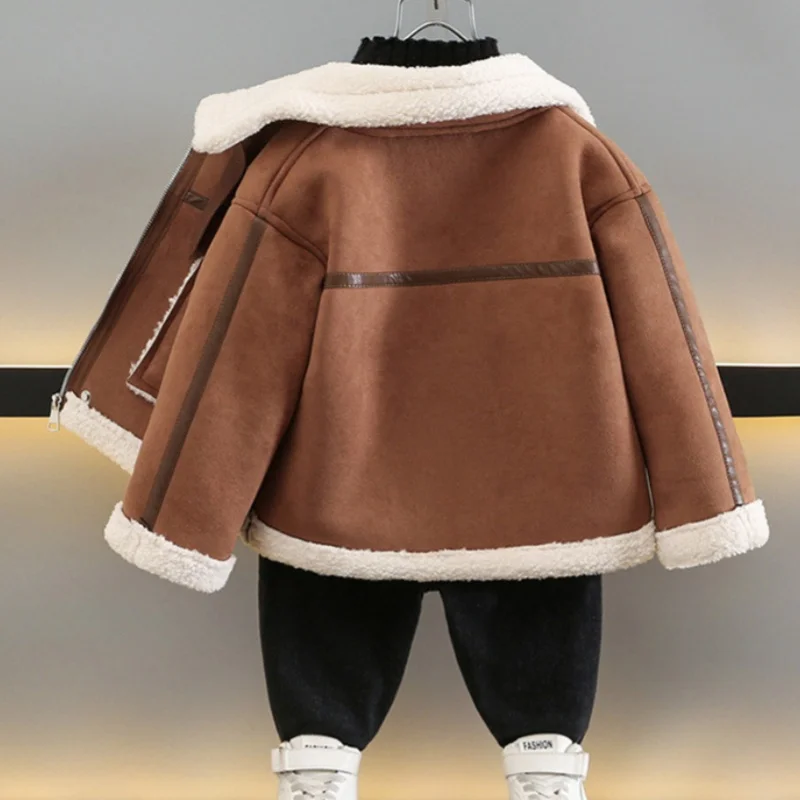 Boys Coat Jacket Cotton Windbreak 2024 Plush Warm Plus Thicken Spring Autumn High Quality Children\'s Clothing