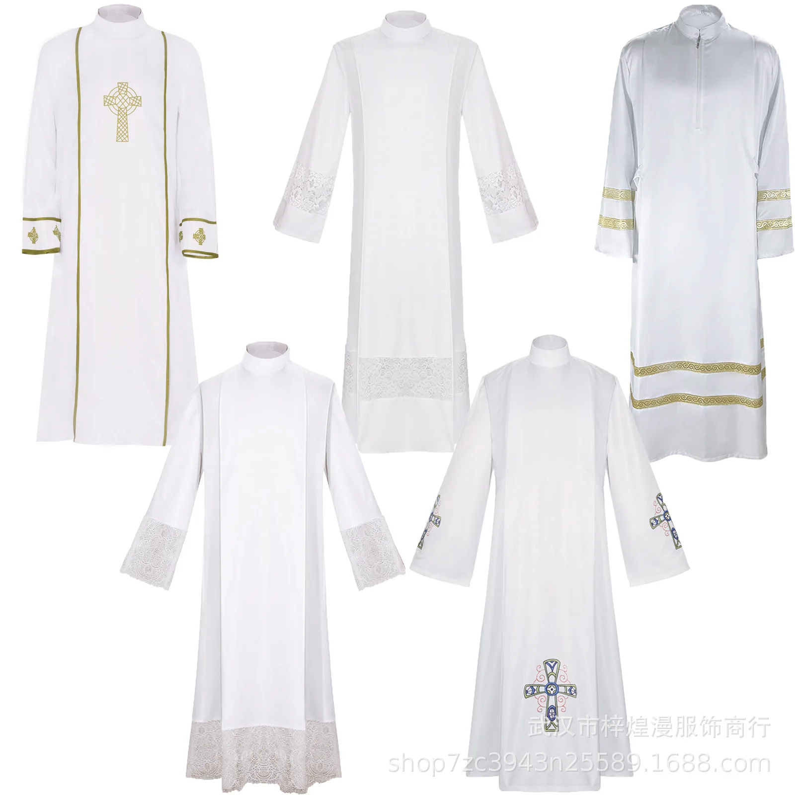 Robe de prière médiévale d'église, robe rétro de prêtre, moine, missionnaire, cape blanche et noire, long manteau, costume de cosplay, tenue de fête d'Halloween