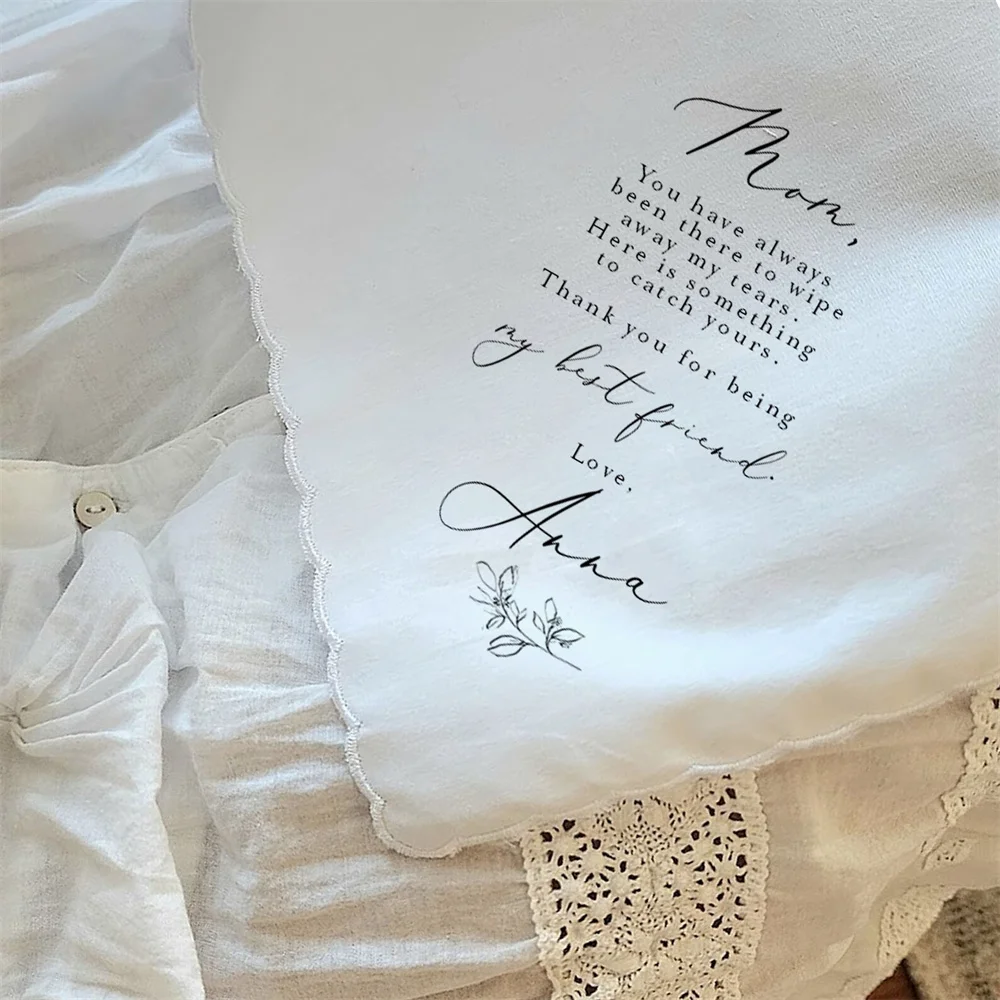 Mother of the Bride Gift and Father of the Bride, Personalized Wedding Handkerchief Gift-Seedling Sketch