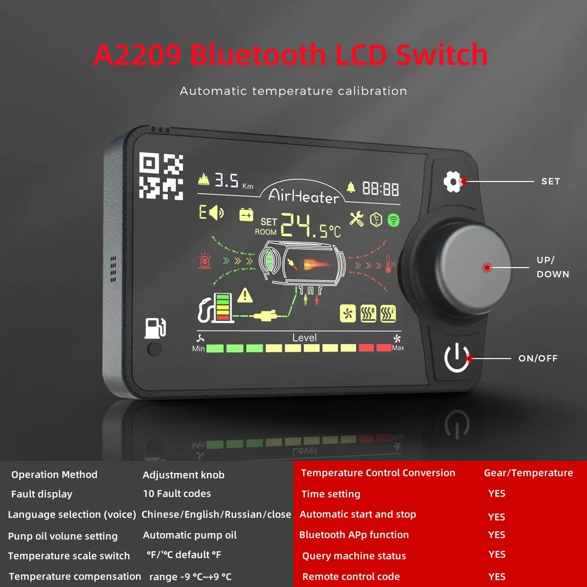 Calentador de aire diésel de 8KW, calentador de estacionamiento todo en uno de 12V y 24V con interruptor LCD y aplicación Bluetooth de Control