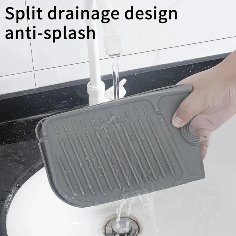 Alfombrilla de silicona para grifo de cocina, tapete receptor de agua para fregadero, Protector de encimera para baño, 2 piezas
